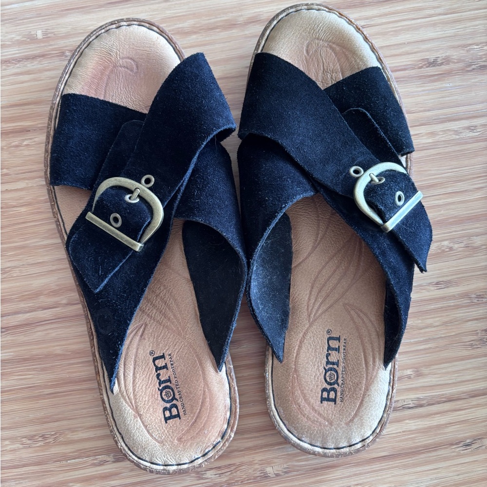 Born Black Cross-Strap Sandals